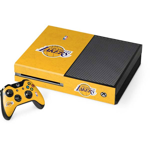 NBA Los Angeles Lakers Distressed Xbox One Console and Controller Bundle Skin