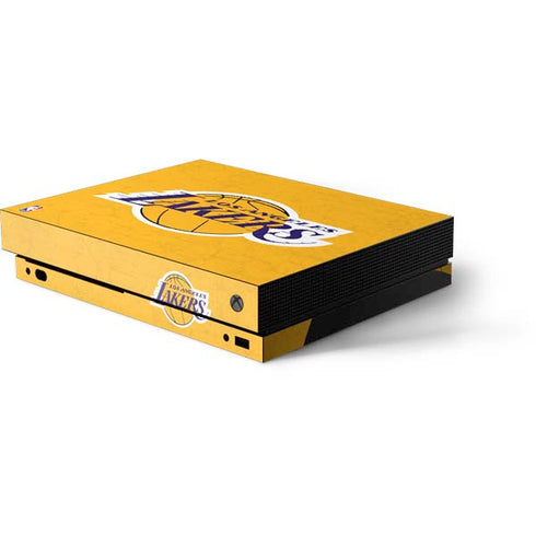 NBA Los Angeles Lakers Distressed Xbox One X Console Skin