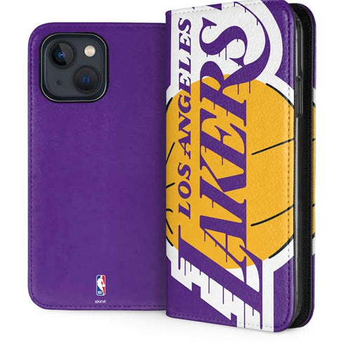 NBA Los Angeles Lakers Large Logo iPhone 15 Plus Folio Case