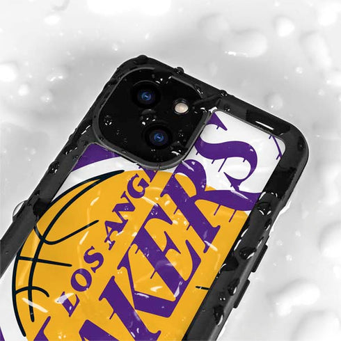 NBA Los Angeles Lakers Large Logo iPhone 15 Plus Waterproof Case