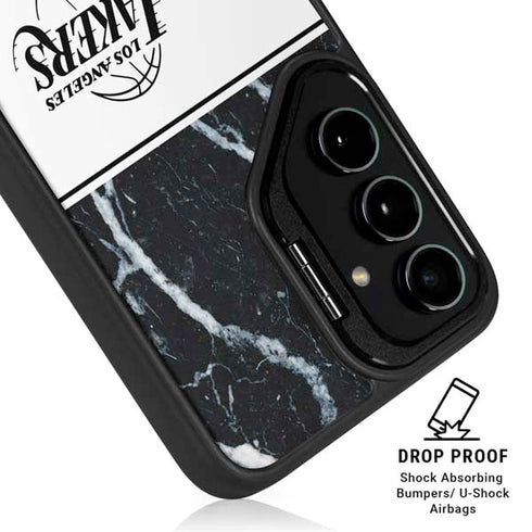 NBA Los Angeles Lakers Marble Galaxy S25 Ultra Kickstand Case