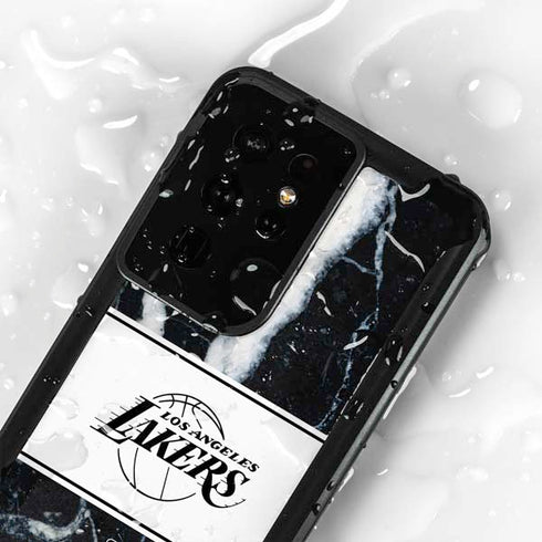 NBA Los Angeles Lakers Marble Galaxy S24 Ultra Waterproof Case