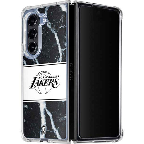 NBA Los Angeles Lakers Marble Galaxy Z Fold5 5G Clear Case
