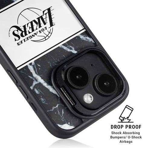 NBA Los Angeles Lakers Marble iPhone 14 Kickstand Case