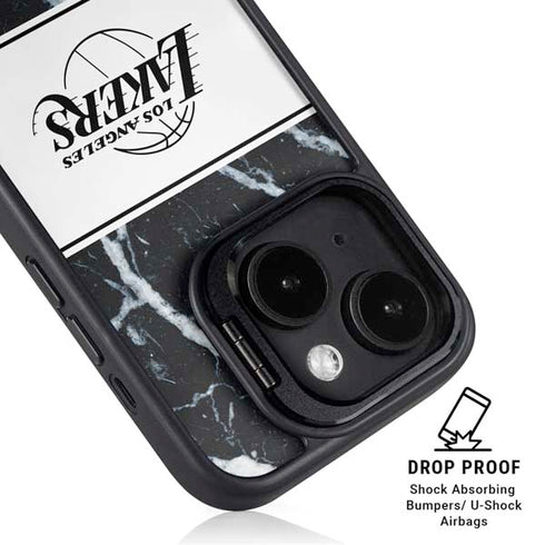 NBA Los Angeles Lakers Marble iPhone 15 Kickstand Case