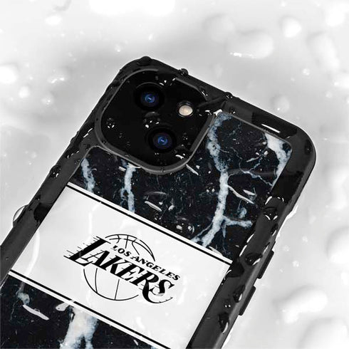 NBA Los Angeles Lakers Marble iPhone 15 Plus Waterproof Case