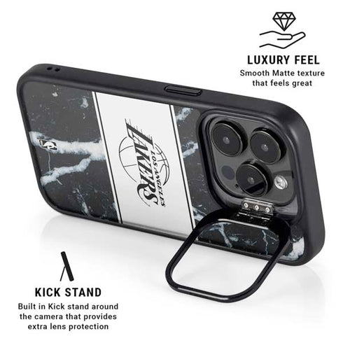 NBA Los Angeles Lakers Marble iPhone 15 Pro Kickstand Case