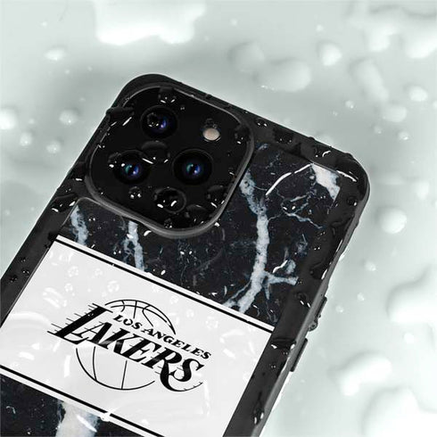 NBA Los Angeles Lakers Marble iPhone 15 Pro Waterproof Case