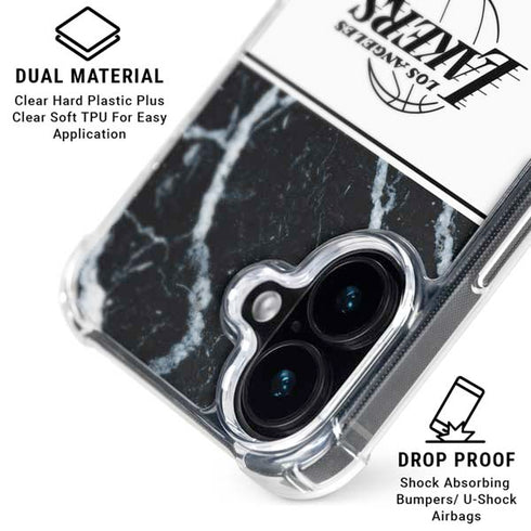 NBA Los Angeles Lakers Marble iPhone 16 Plus Clear Case