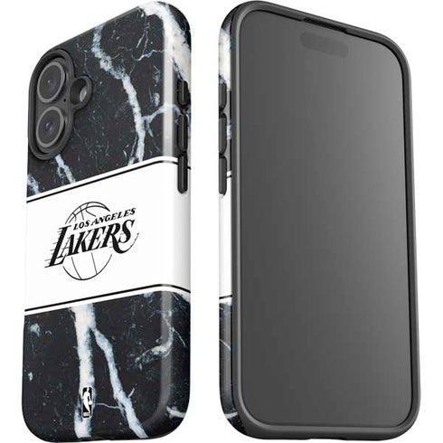 NBA Los Angeles Lakers Marble iPhone 16 Plus Impact Case