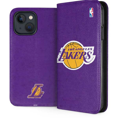 NBA Los Angeles Lakers Purple Primary Logo iPhone 15 Plus Folio Case