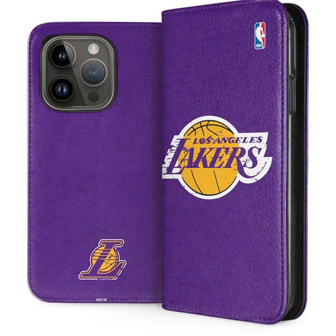 NBA Los Angeles Lakers Purple Primary Logo iPhone 15 Pro Folio Case