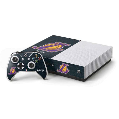 NBA Los Angeles Lakers Secondary Logo Xbox One S Console and Controller Bundle Skin