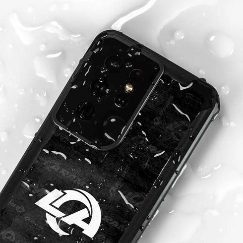 NFL Los Angeles Rams Black & White Galaxy S24 Ultra Waterproof Case