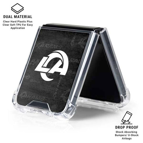 NFL Los Angeles Rams Black & White Galaxy Z Flip6 Clear Case