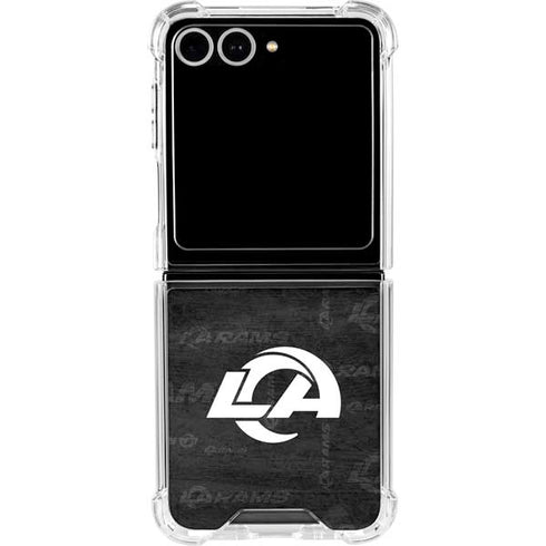 NFL Los Angeles Rams Black & White Galaxy Z Flip7 Clear Case