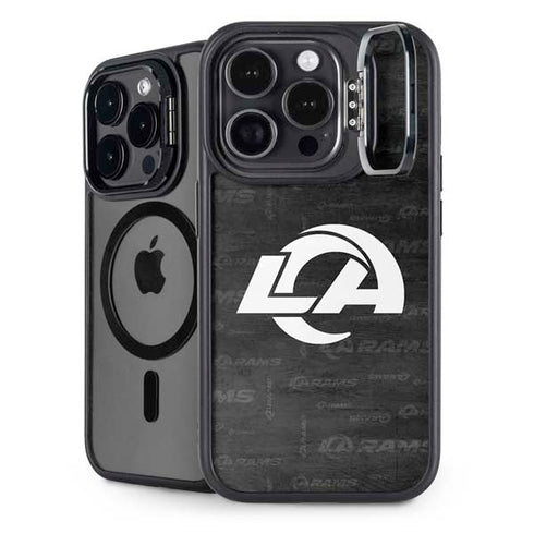 NFL Los Angeles Rams Black & White iPhone 14 Pro Max Kickstand Case