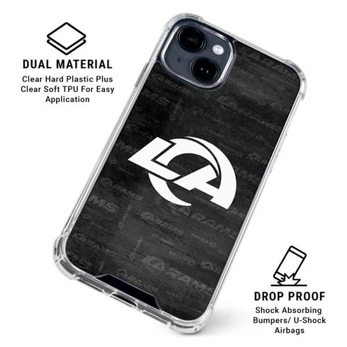 NFL Los Angeles Rams Black & White iPhone 15 Clear Case