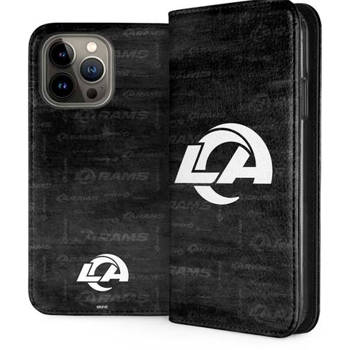 NFL Los Angeles Rams Black & White iPhone 15 Pro Max Folio Case