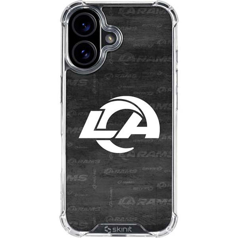 NFL Los Angeles Rams Black & White iPhone 16 Plus Clear Case