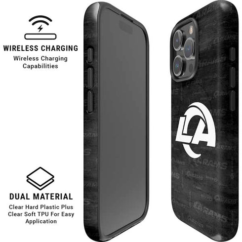 NFL Los Angeles Rams Black & White iPhone 16 Pro Max Magsafe Impact Case
