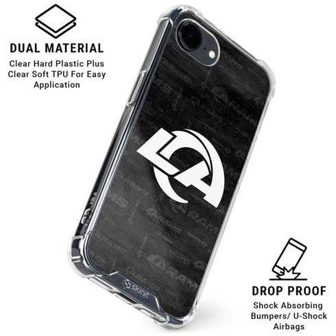 NFL Los Angeles Rams Black & White iPhone 16e Clear Case