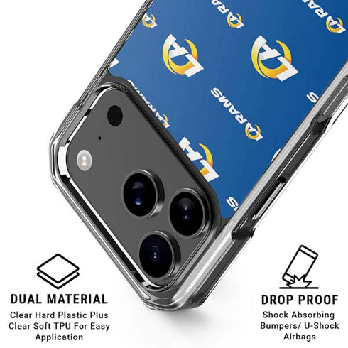 NFL Los Angeles Rams Blitz Series iPhone 18 Pro Clear Case