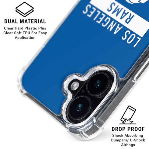 NFL Los Angeles Rams Blue Performance Series iPhone 16 Plus Clear Case
