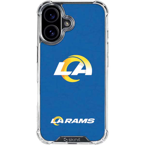 NFL Los Angeles Rams Distressed iPhone 16 Plus Clear Case