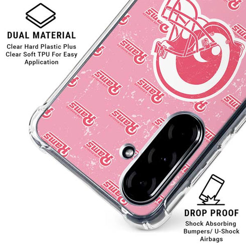 NFL Los Angeles Rams Pink Logo Blast Galaxy A36 5G Clear Case