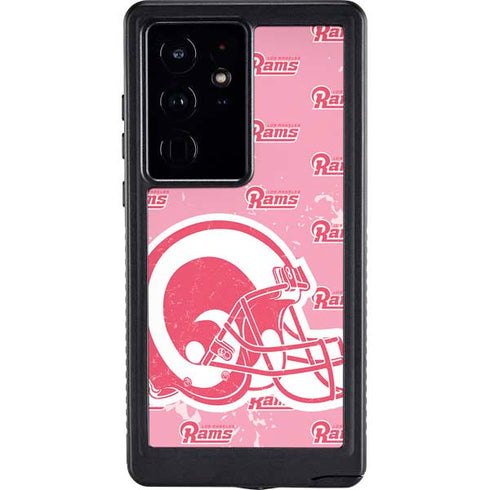 NFL Los Angeles Rams Pink Logo Blast Galaxy S24 Ultra Waterproof Case