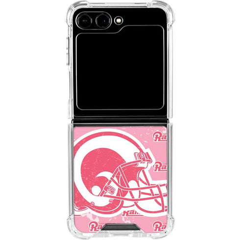 NFL Los Angeles Rams Pink Logo Blast Galaxy Z Flip6 Clear Case