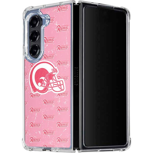 NFL Los Angeles Rams Pink Logo Blast Galaxy Z Fold5 5G Clear Case