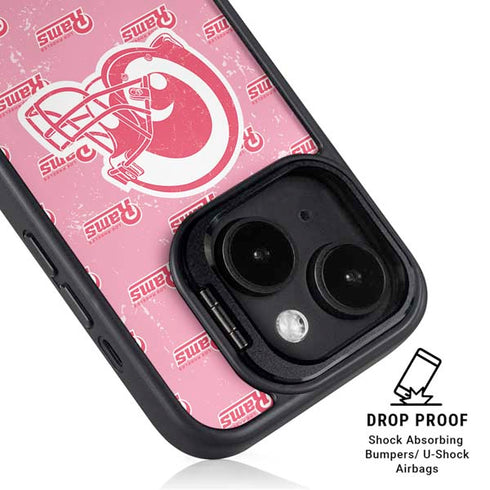 NFL Los Angeles Rams Pink Logo Blast iPhone 15 Plus Kickstand Case