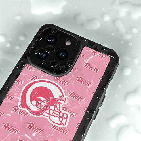 NFL Los Angeles Rams Pink Logo Blast iPhone 15 Pro Waterproof Case