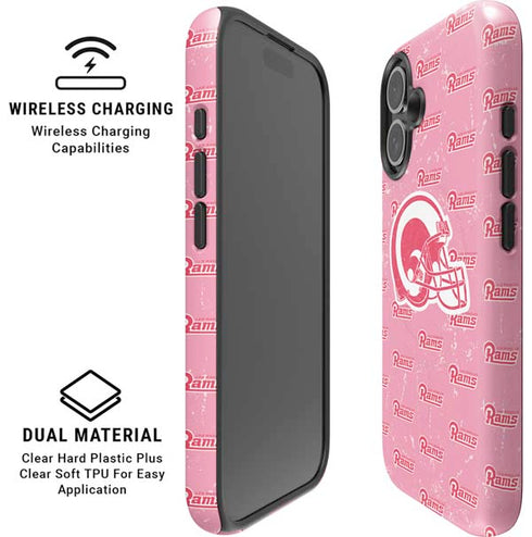 NFL Los Angeles Rams Pink Logo Blast iPhone 16 Magsafe Impact Case