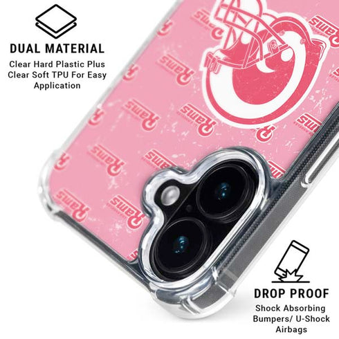 NFL Los Angeles Rams Pink Logo Blast iPhone 17 Clear Case
