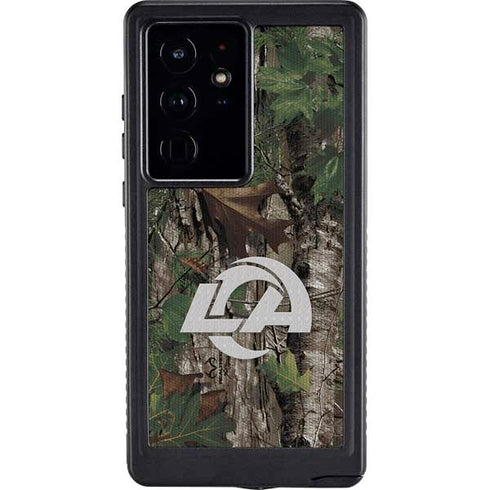 NFL Los Angeles Rams Realtree Xtra Green Camo Galaxy S24 Ultra Waterproof Case