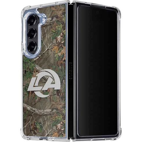 NFL Los Angeles Rams Realtree Xtra Green Camo Galaxy Z Fold5 5G Clear Case