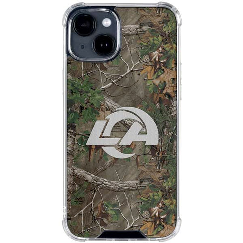 NFL Los Angeles Rams Realtree Xtra Green Camo iPhone 15 Clear Case