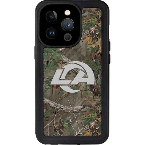 NFL Los Angeles Rams Realtree Xtra Green Camo iPhone 15 Pro Waterproof Case