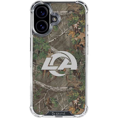 NFL Los Angeles Rams Realtree Xtra Green Camo iPhone 16 Clear Case