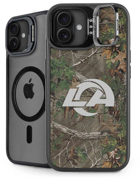 NFL Los Angeles Rams Realtree Xtra Green Camo iPhone 16 Plus Kickstand Case
