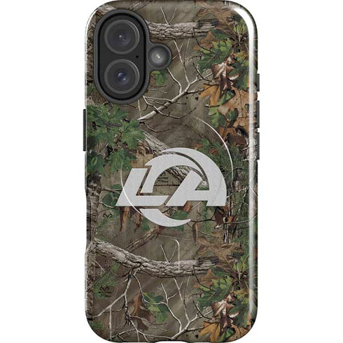 NFL Los Angeles Rams Realtree Xtra Green Camo iPhone 16 Plus Magsafe Impact Case