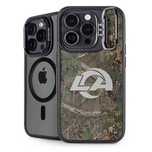 NFL Los Angeles Rams Realtree Xtra Green Camo iPhone 16 Pro Kickstand Case