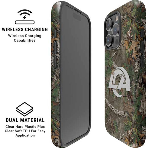 NFL Los Angeles Rams Realtree Xtra Green Camo iPhone 16 Pro Magsafe Impact Case
