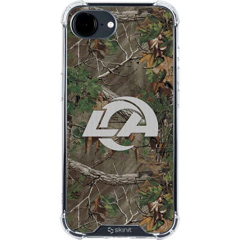 NFL Los Angeles Rams Realtree Xtra Green Camo iPhone 16e Clear Case