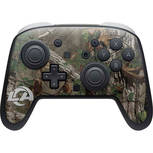 NFL Los Angeles Rams Realtree Xtra Green Camo Nintendo Switch 2 (2025) Pro Controller Skin