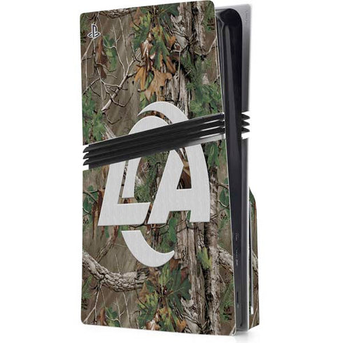 NFL Los Angeles Rams Realtree Xtra Green Camo PS5 Pro Disk Console Skin