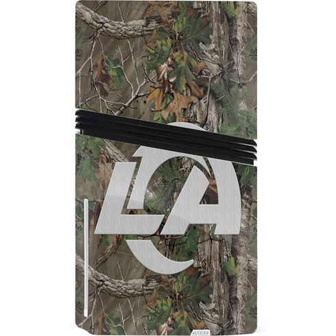 NFL Los Angeles Rams Realtree Xtra Green Camo PS5 Pro Disk Console Skin